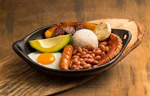 The name of bandeja paisa literally means "...'s platter" or "countryman's platter" referring to its origins as nourishment for rural folk