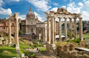 The Roman Forum was the world's first... center with over 6 floors and more than 150 rooms